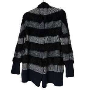 Seventy Designer Fuzzy Sweater Knit Black Wool Blend Size 44 M
